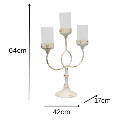 French Provincial 3-Pillar Candelabra Centerpiece 42x17x64cm