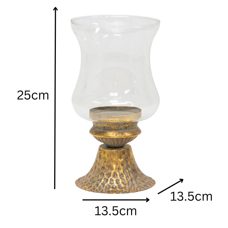 Lustre Footed Pressed - Metal Candleholder 13.5x13.5x25cm