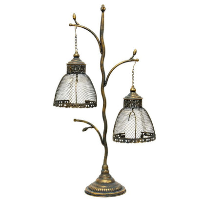 83cm Lustre Branched Stand w/2 ShadedPillar Candleholders 43x19x83cm