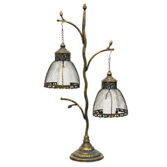 83cm Lustre Branched Stand w/2 ShadedPillar Candleholders 43x19x83cm