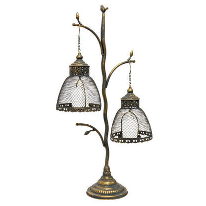 83cm Lustre Branched Stand w/2 ShadedPillar Candleholders 43x19x83cm