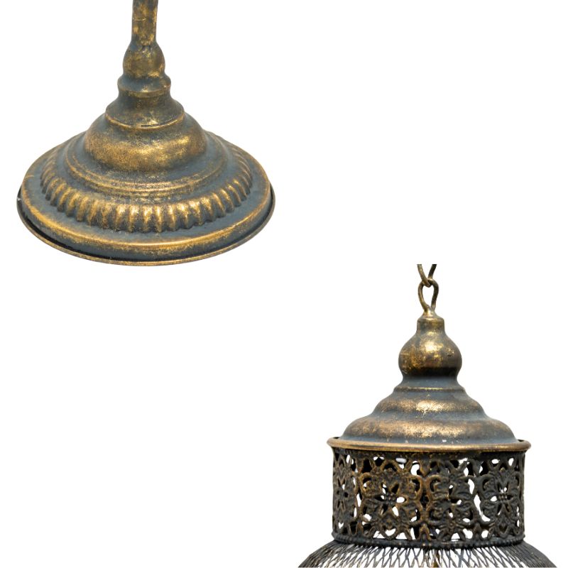 83cm Lustre Branched Stand w/2 ShadedPillar Candleholders 43x19x83cm