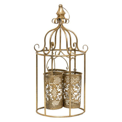 Lustre 'Cage' w/3 Pillar Candleholders 23x20x45cm