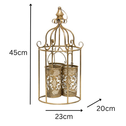 Lustre 'Cage' w/3 Pillar Candleholders 23x20x45cm