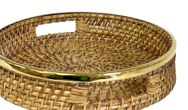 380D - St Barts Round Natural Tray 33X7Cm