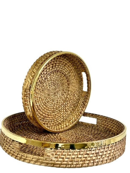 380D - St Barts Round Natural Tray 33X7Cm