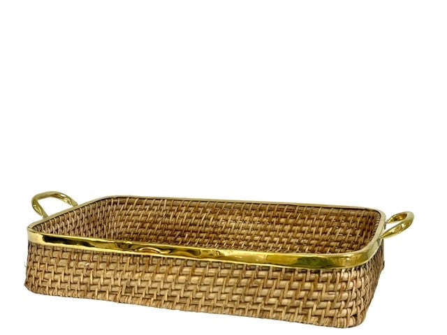380G - St Barts Rect Natural Brass Tray 45X25X6
