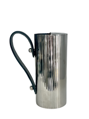 390F - Small Ridged Jug W/Black Leather Handle