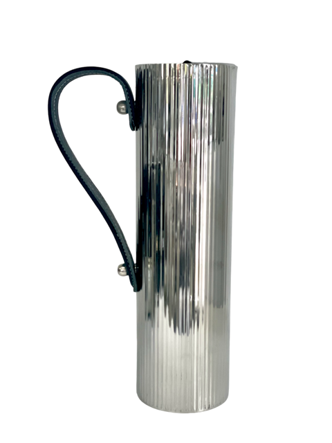 390G - Large Ridged Jug W/Black Leather Handle