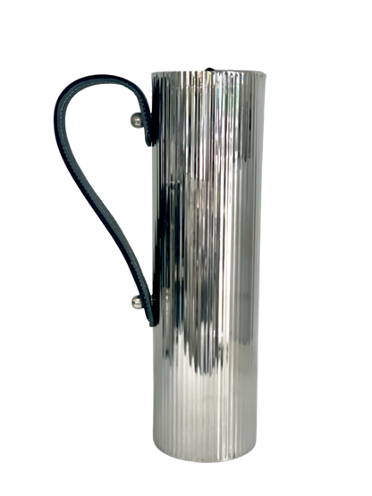 390G - Large Ridged Jug W/Black Leather Handle