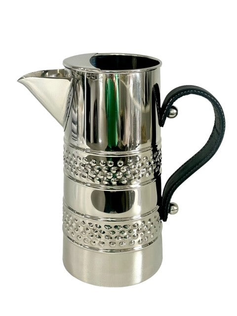390R - Stainless Steel Double Band Dotted Jug Leather Handle Small