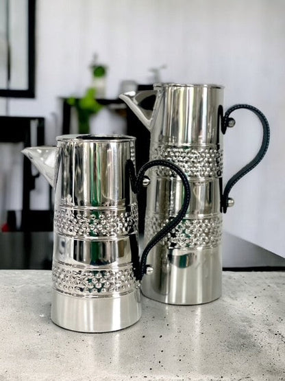 390S - Stainless Steel Double Band Hammer Jug Leather Hndle Large