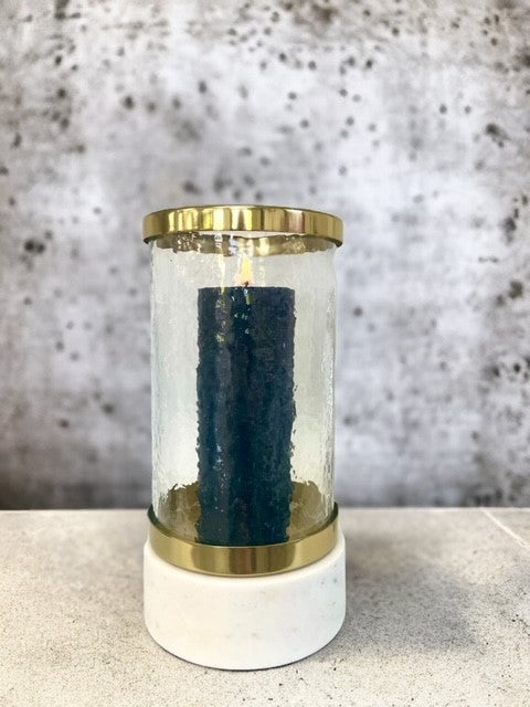 391K - Blanco Marble & Brass Hurricane 32X16.5