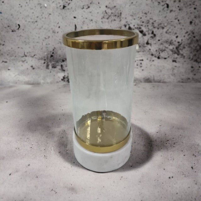 391K - Blanco Marble & Brass Hurricane 32X16.5