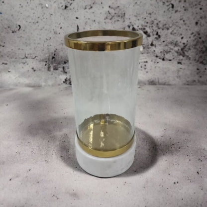 391K - Blanco Marble & Brass Hurricane 32X16.5