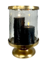 395K Mottled Glass Gold Hurricane Small