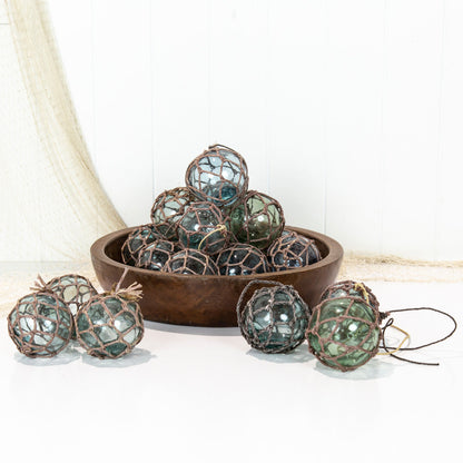 Set 10 X 2.5" Glass Float - Taupe Rope #5513