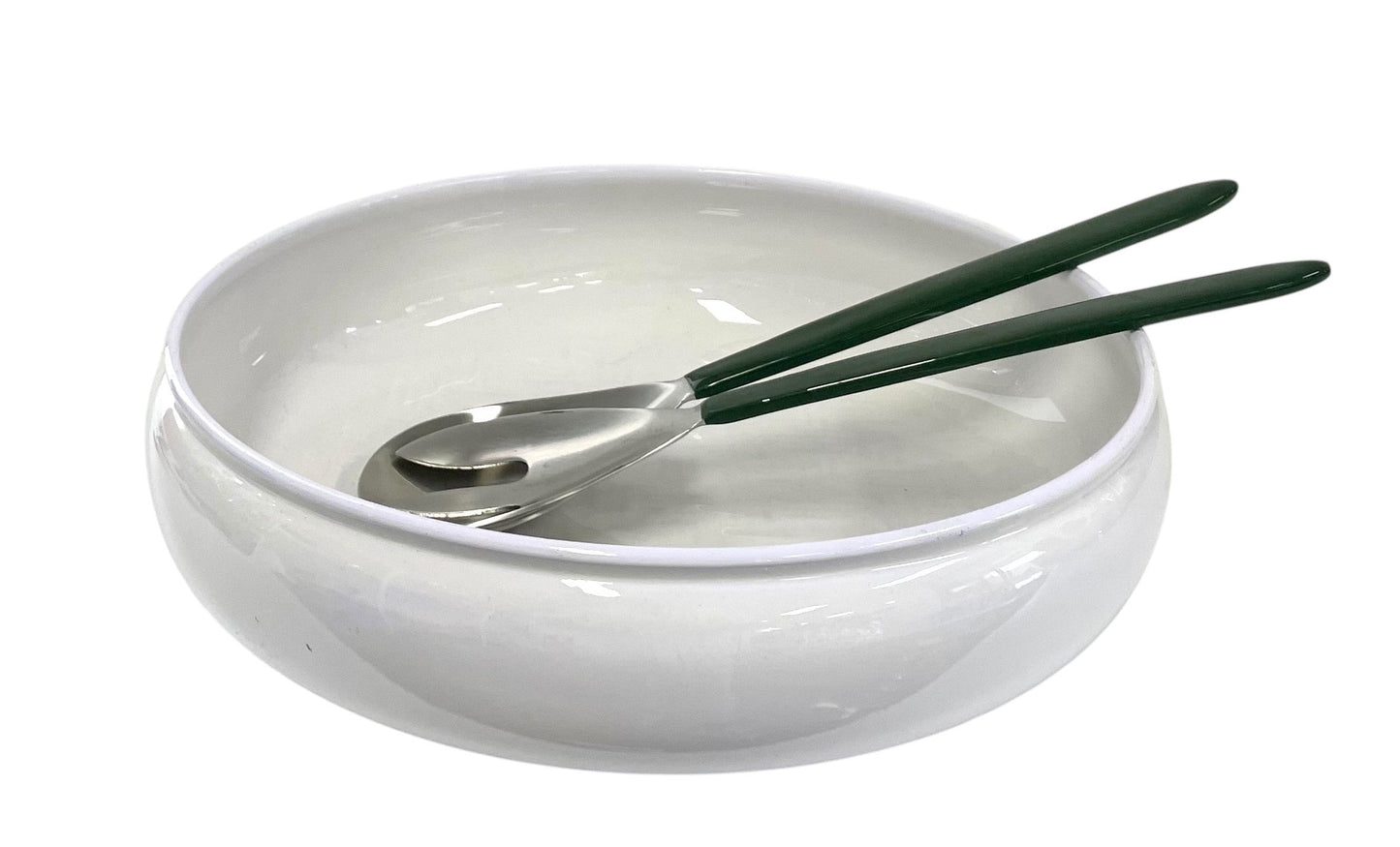 400N White Bamboo Pattern Salad Low Bowl 28Cm