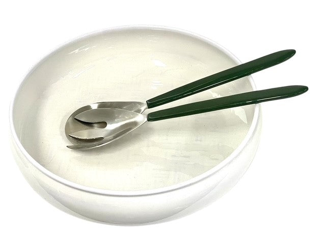 400N White Bamboo Pattern Salad Low Bowl 28Cm