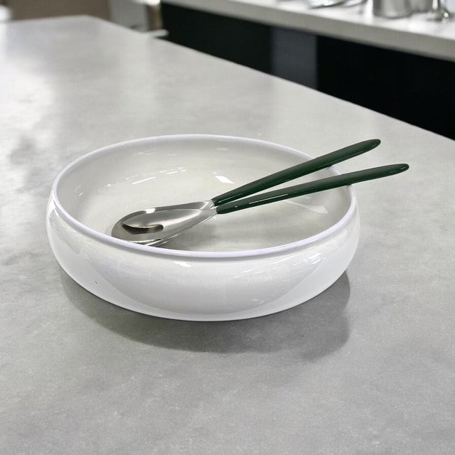 400N White Bamboo Pattern Salad Low Bowl 28Cm