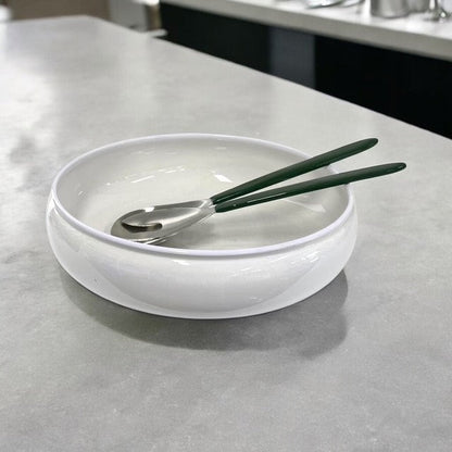 400N White Bamboo Pattern Salad Low Bowl 28Cm