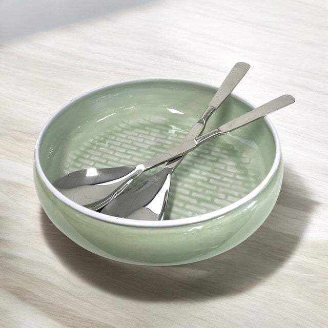 400T Green Tile Pattern Salad Low Bowl 28Cm
