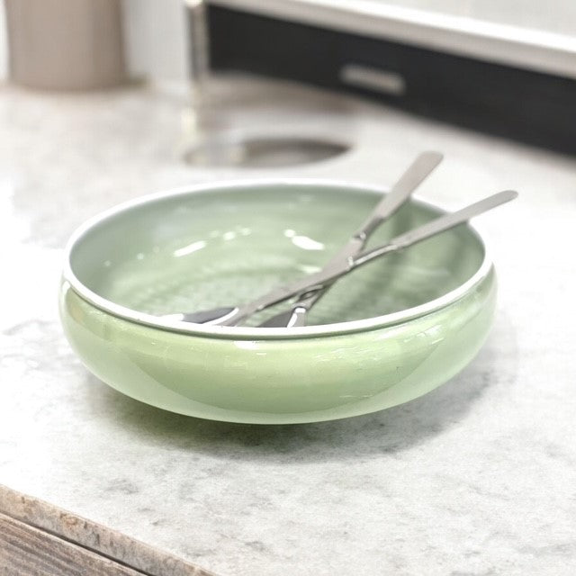 400T Green Tile Pattern Salad Low Bowl 28Cm