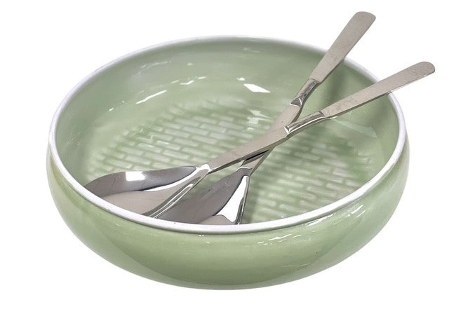400T Green Tile Pattern Salad Low Bowl 28Cm