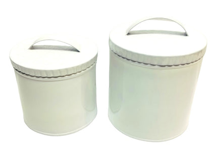 400Q White Bamboo Pattern Cannister Small 14Cm