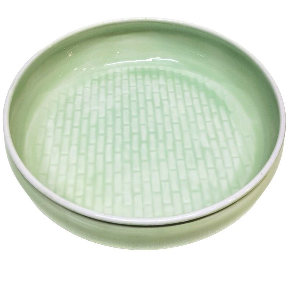 400T Green Tile Pattern Salad Low Bowl 28Cm