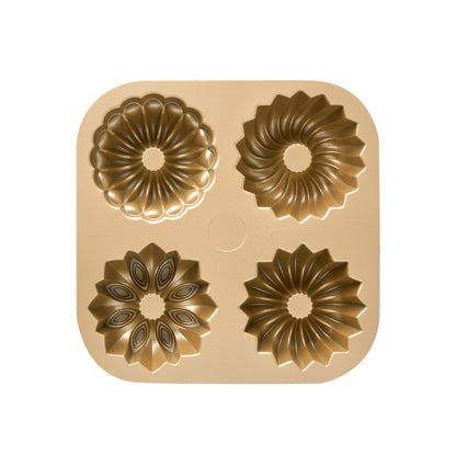 Assorted Mini Fluted Ring Cake Pan, 24 x 24 x 4.5cm - Champagne