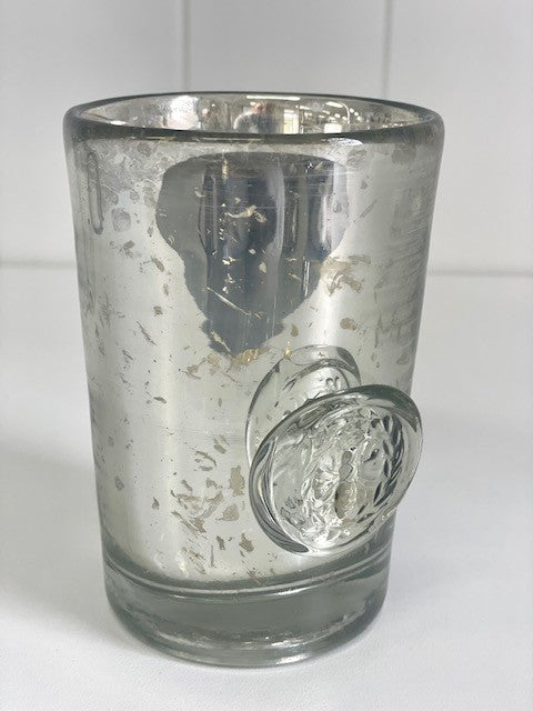 403 - Silver Votive W/Bee Tall 12Cm Tall X 8Cm
