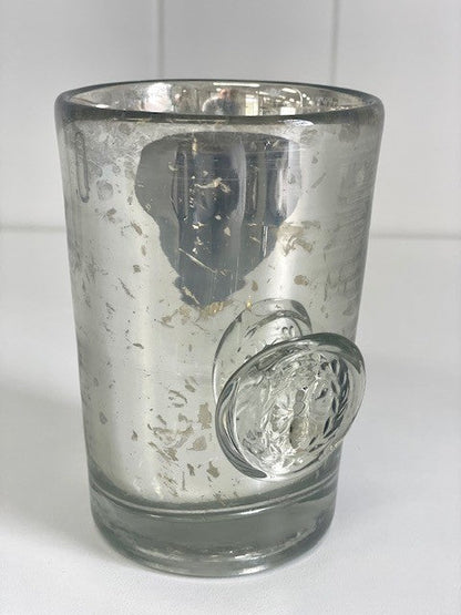 403 - Silver Votive W/Bee Tall 12Cm Tall X 8Cm