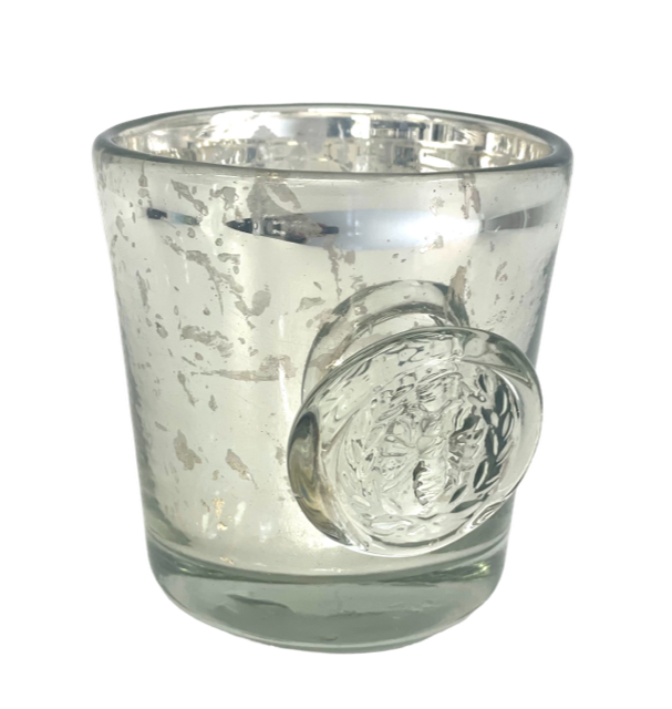 404 - Silver Votive W/Bee Small 9Cm Tall X 8Cm