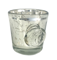 404 - Silver Votive W/Bee Small 9Cm Tall X 8Cm