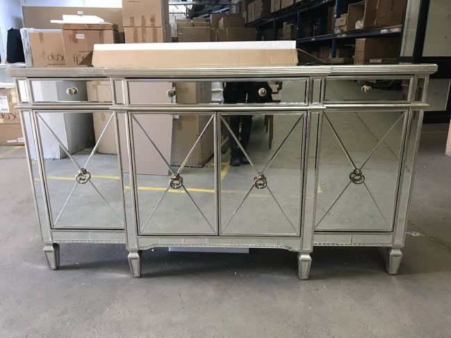 ミラーサイドボード アンティーク リブ