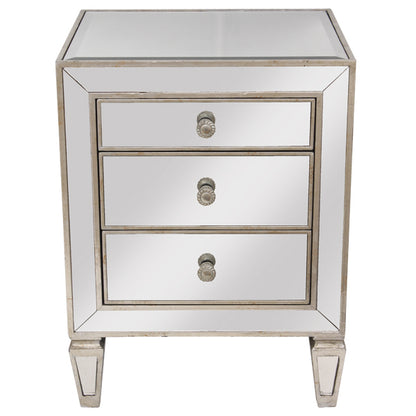 Mirrored 3 Drawer Bedside Antique Seamless. Last One, Floor Stock Left, Half Price.