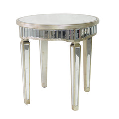 Mirrored Round Table Antique Ribbed. Last One, Floor Stock Left, Half Price.