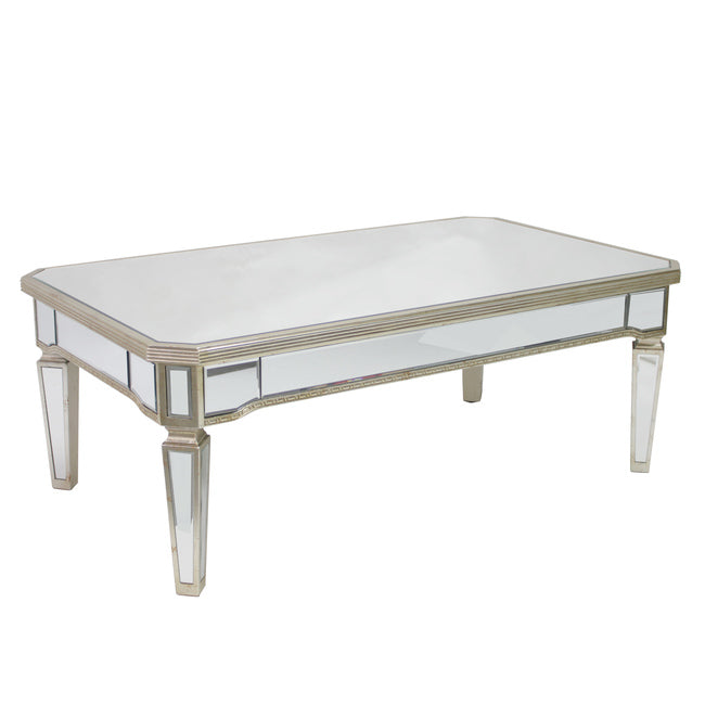 Mirrored Rectangular Coffee Table Antique Ribbed, Last One, Floor Stock Left, Half Price.