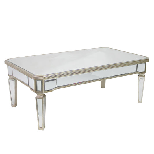 Mirrored Rectangular Coffee Table Antique Ribbed, Last One, Floor Stock Left, Half Price.
