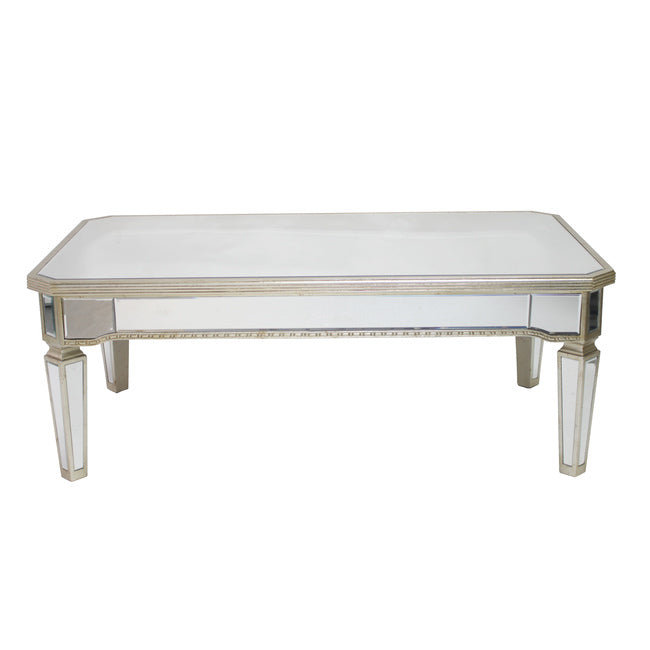 Mirrored Rectangular Coffee Table Antique Ribbed, Last One, Floor Stock Left, Half Price.