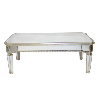 Mirrored Rectangular Coffee Table Antique Ribbed, Last One, Floor Stock Left, Half Price.