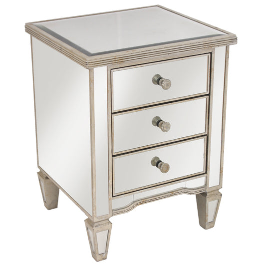 Mirrored Bedside Ribbed. Last One, Floor Stock Left, Half Price.
