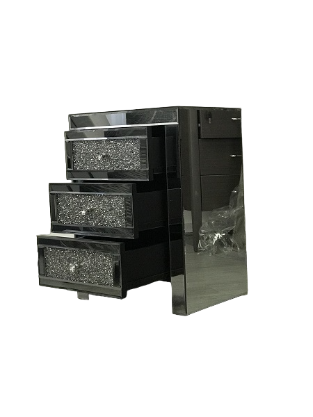 Mirrored Bedside With 3 Sparkling Drawers. Last One, Floor Stock Left, Half Price.