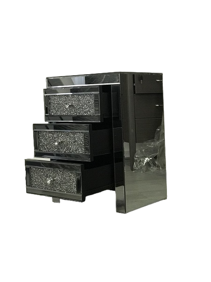 Mirrored Bedside With 3 Sparkling Drawers. Last One, Floor Stock Left, Half Price.