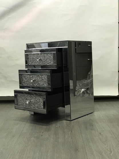 Mirrored Bedside With 3 Sparkling Drawers. Last One, Floor Stock Left, Half Price.