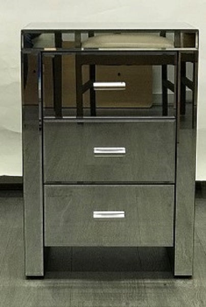 Mirrored Modern Bedside with 3 drawers