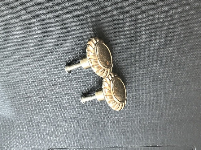 Antiqued Champagne Metal Drawer Knob Set Of 2