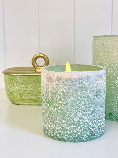 411 - Frosted Green Votive Small