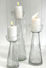 417 - Small 18Cm Cone Etched Wattle Cstick